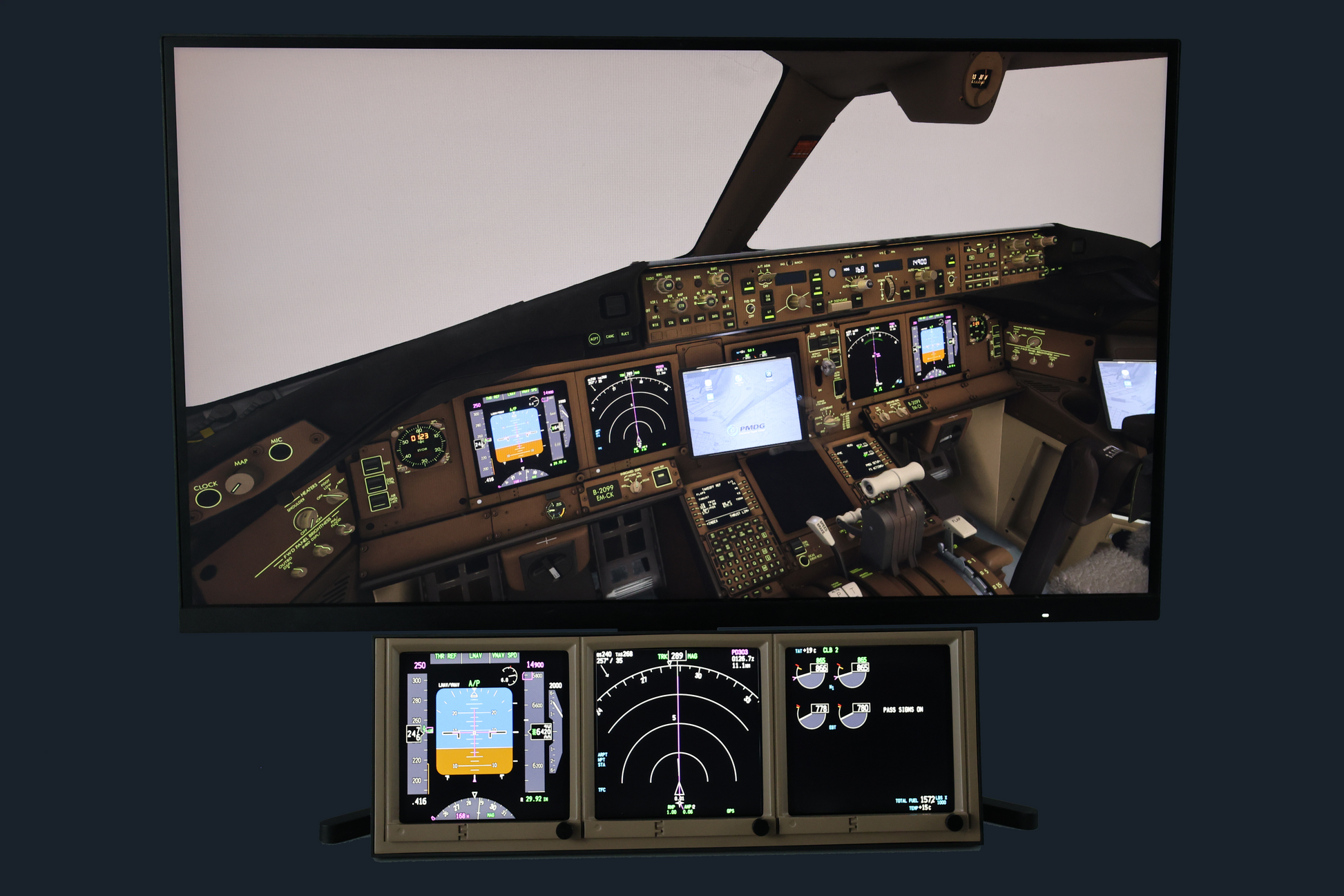 SW Instrument Display side view - slim profile cockpit monitor for home cockpit