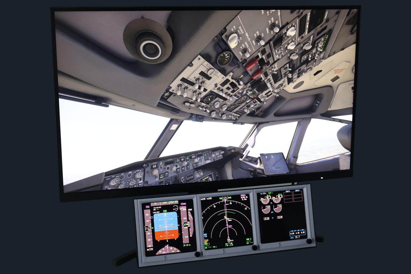 SW Instrument Display Set in cockpit - realistic PFD ND ECAM display for flight sim